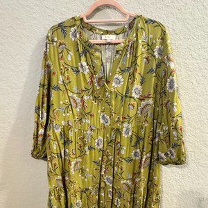 Green Floral Loft Dress Size Medium